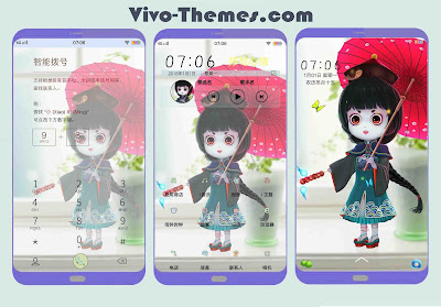 Cute Chinese Girl Cartoon Theme For Vivo Android