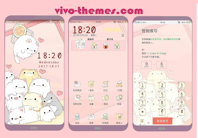 Pink Cat Cartoon Theme For Vivo Android Phones